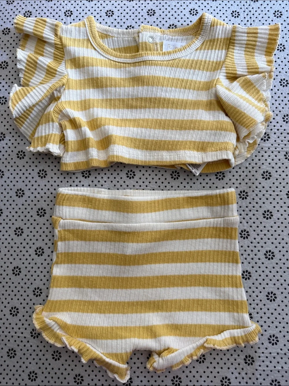 Rachel Zoe Yellow and White Striped Ruffle Sleeve Matching Set